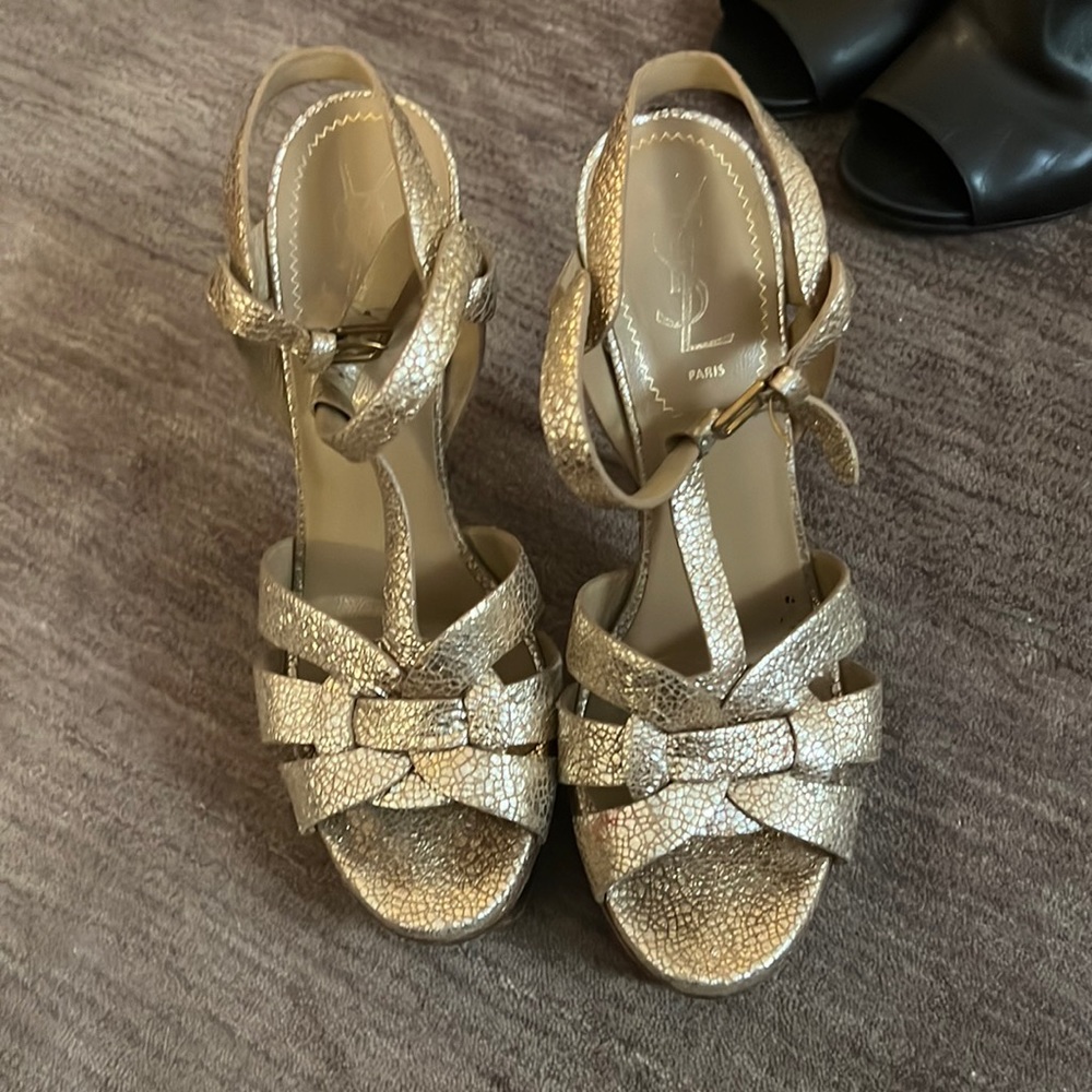 Yves Saint Laurent classic tribute gold sandals size 38 good shape